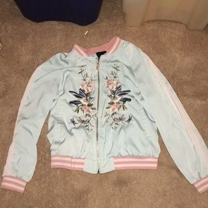 Forever 21 Colorful Floral Satin Jacket Small